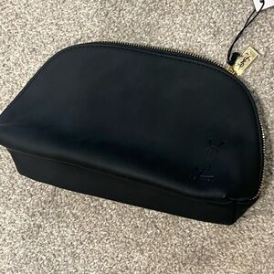 Yves Saint Laurent Black Leather Cosmetic Pouch with Gold Zip